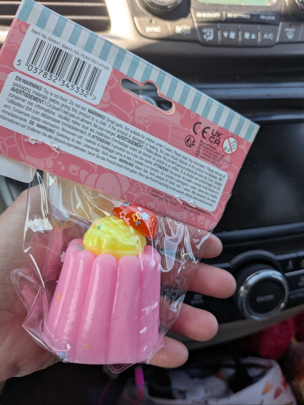 Pink Jelly Cupcake Toy with Yellow & Red Topping